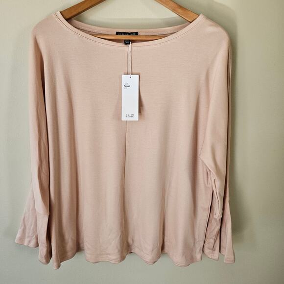 Eileen Fisher Tops - Eileen Fisher Women's Fluid Tencel Knit Bateau Neck Top Size M Bell Sleeve